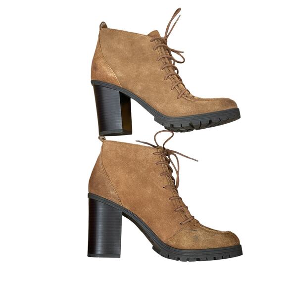 Circus by Sam Edelman Saddle Brown Suede Chunky Heel Bootie Size 8 - Picture 12 of 13